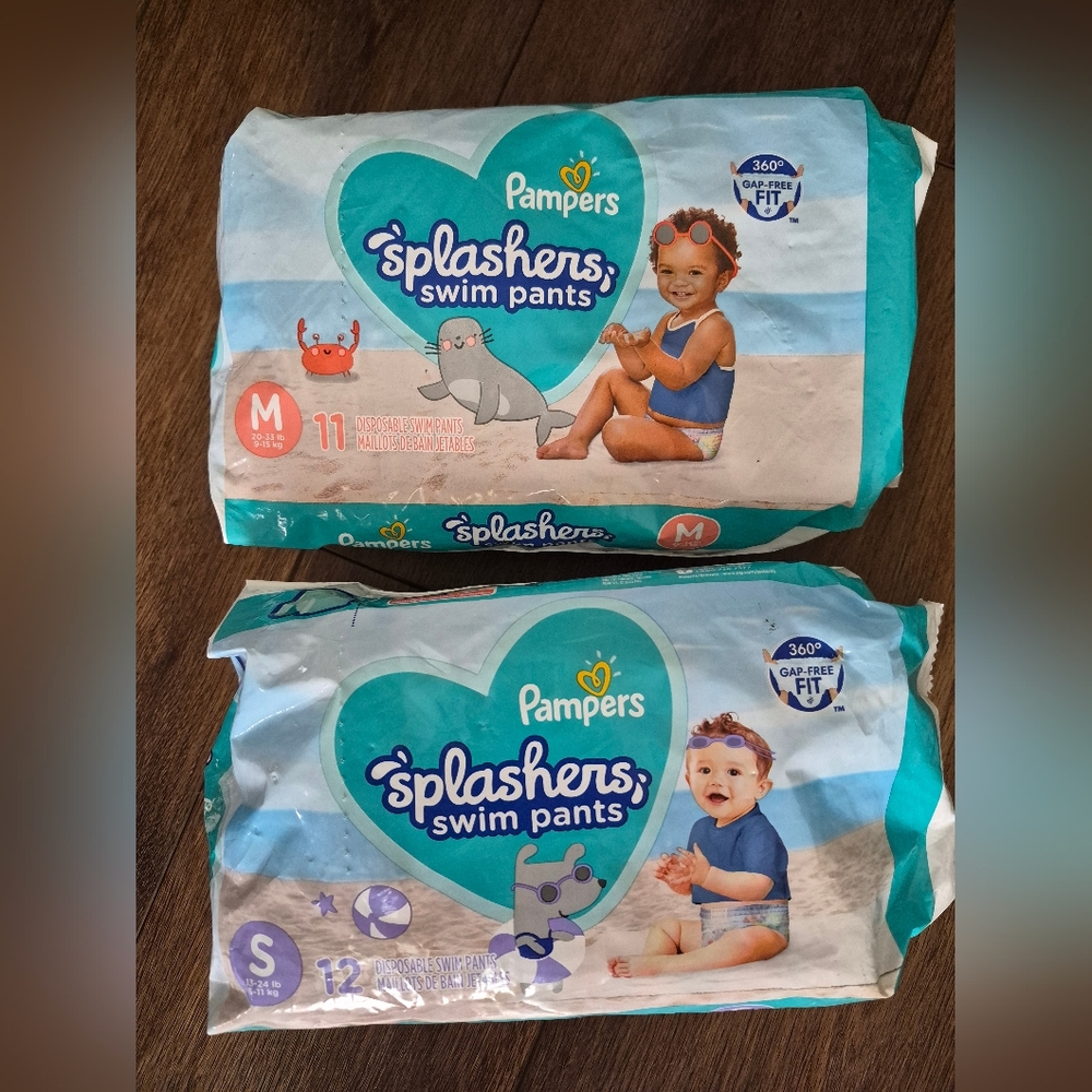 NEW Pampers Splashers Swim Diapers 2 Packs Small & Medium 23 Total